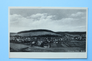 Ansichtskarte AK Schwarza 1931 Straßen Fabrik Häuser Felder Ortsansicht Architektur Thüringen